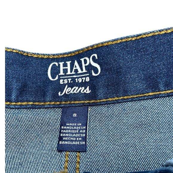 CHAPS Cotton Blend Dark Wash Denim Skirt w/ Side Pockets & Front Slit US Sz 8 - Picture 5 of 10